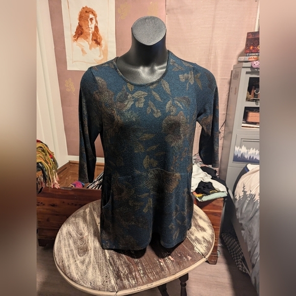 Christopher and Banks floral long sleeve shirt size medium - Picture 1 of 15